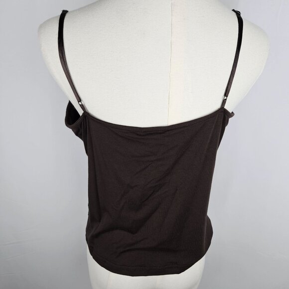 Ann Taylor Vintage Y2K Petites LP Camisole Top Brown Silk Lace Trim Feminine - Picture 5 of 9